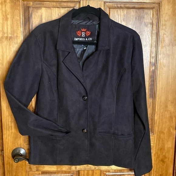 EMPORIO & Co black ultra suede blazer  Jacket made in Italy women’s Size XL - Picture 9 of 10